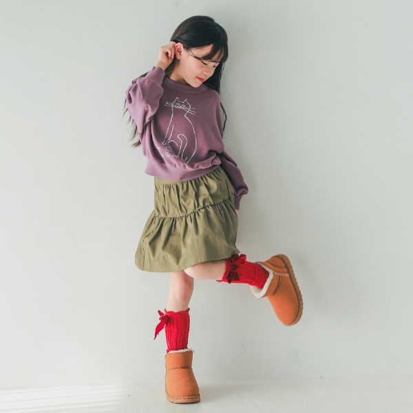 【25FW】cat ドルマンショートトレーナー / ラベンダー