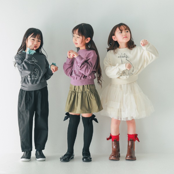 【25FW】cat ドルマンショートトレーナー / ラベンダー