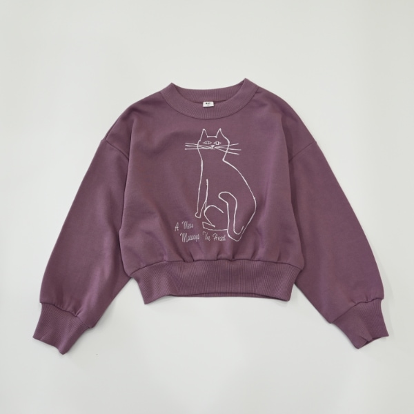 【25FW】cat ドルマンショートトレーナー / ラベンダー