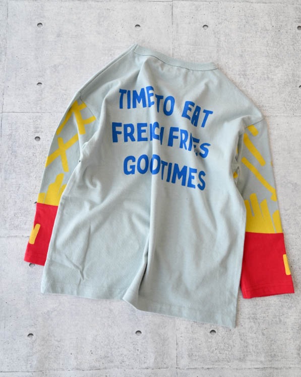 【ニコフラート】ポテト袖ロングＴシャツ / サックス