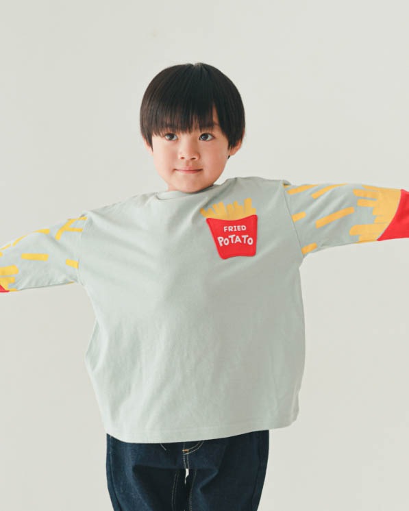 【ニコフラート】ポテト袖ロングＴシャツ / サックス