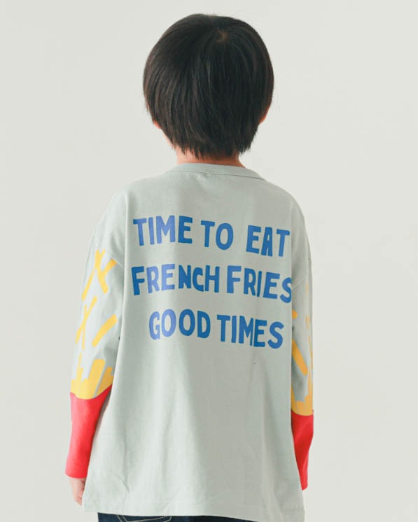 【ニコフラート】ポテト袖ロングＴシャツ / サックス