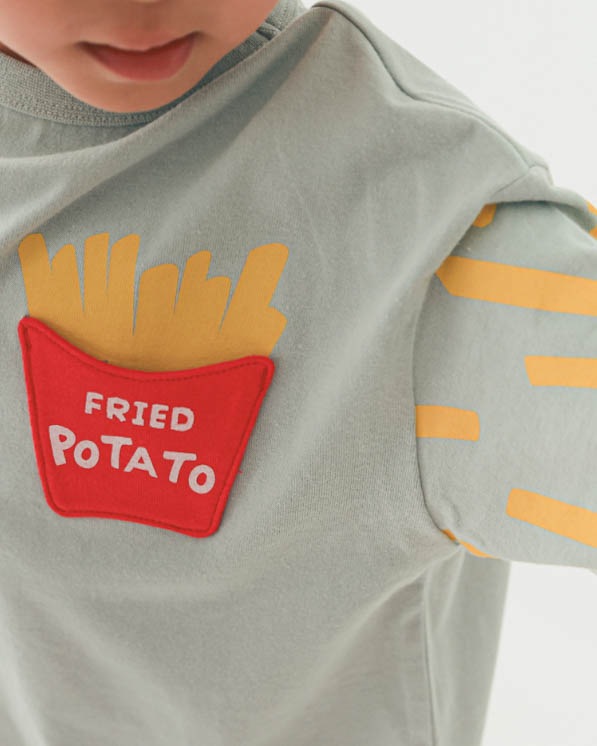 【ニコフラート】ポテト袖ロングＴシャツ / サックス