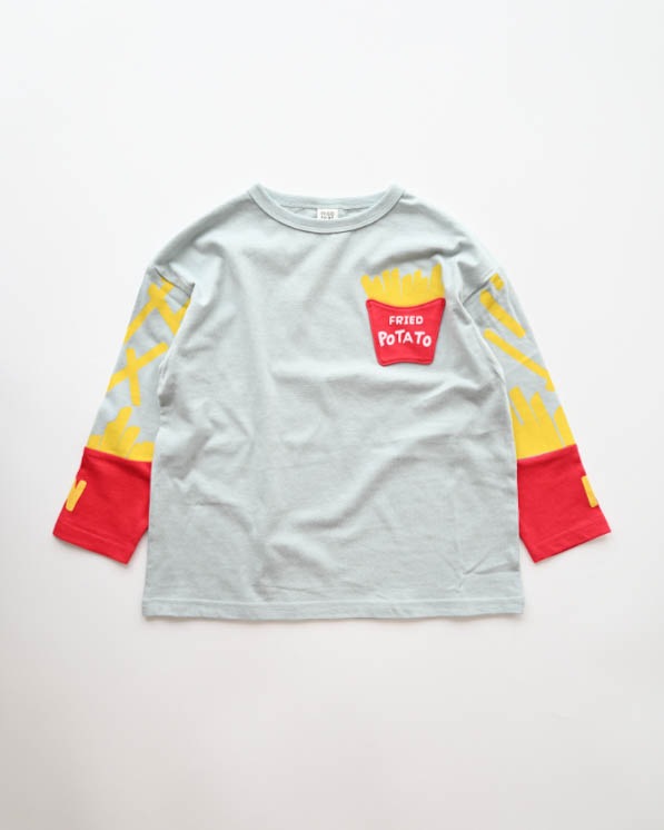 【ニコフラート】ポテト袖ロングＴシャツ / サックス