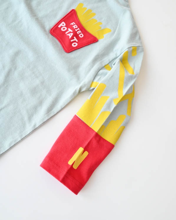 【ニコフラート】ポテト袖ロングＴシャツ / サックス