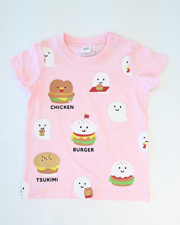 【チークルーム】おばけバーガー Tシャツ / ピンク