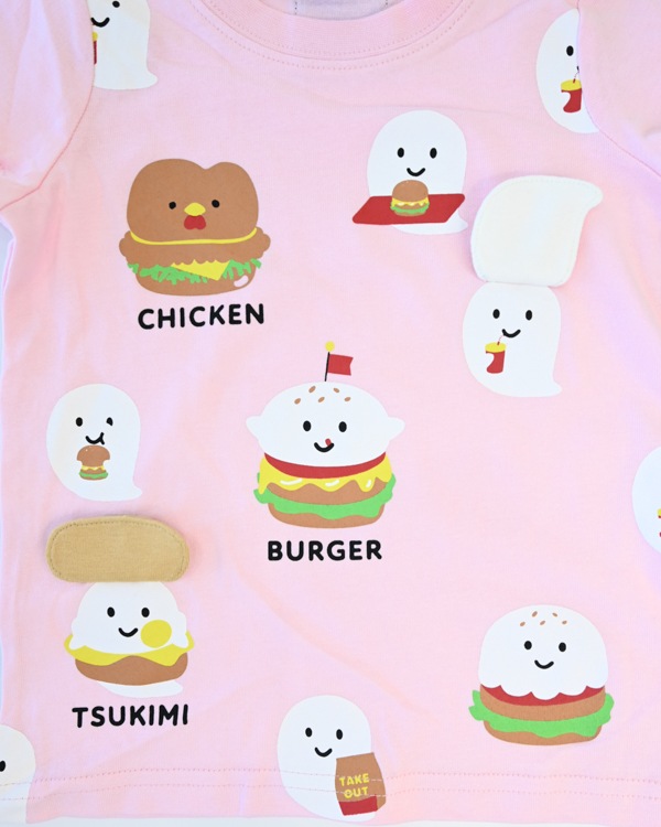 【チークルーム】おばけバーガー Tシャツ / ピンク