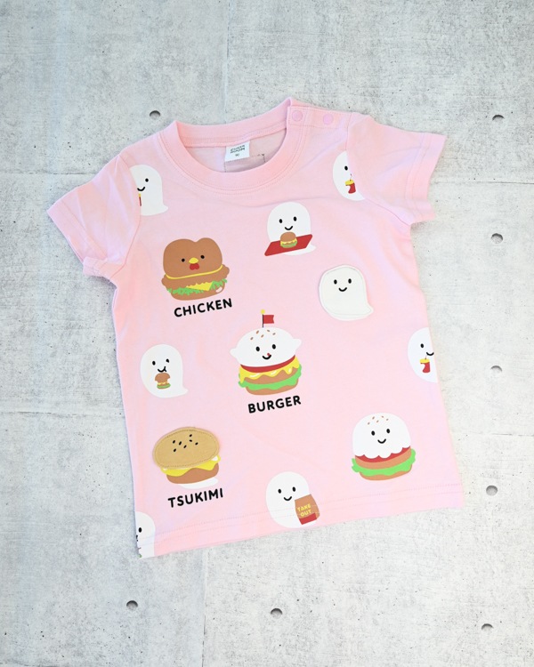 【チークルーム】おばけバーガー Tシャツ / ピンク