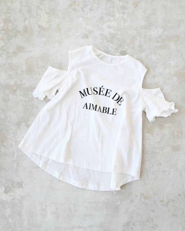 【エヌエイチティー】オフショルダー Tシャツ / オフホワイト