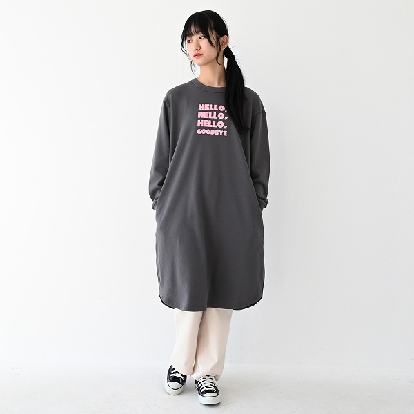 【25FW】HELLO スウェットワンピース / チャコールグレー