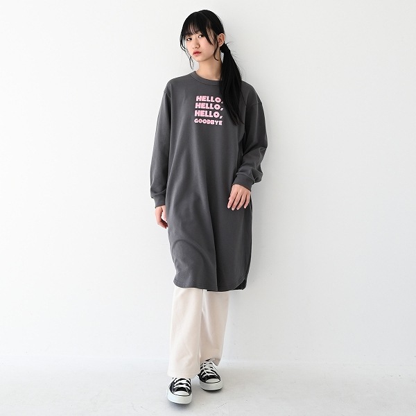 【25FW】HELLO スウェットワンピース / チャコールグレー