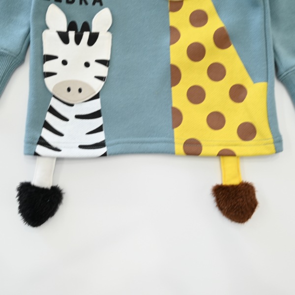 【25FW】きりんとしまうま トレーナー / ブルー