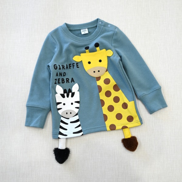 【25FW】きりんとしまうま トレーナー / ブルー