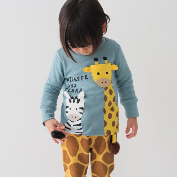 【25FW】きりんとしまうま トレーナー / ブルー