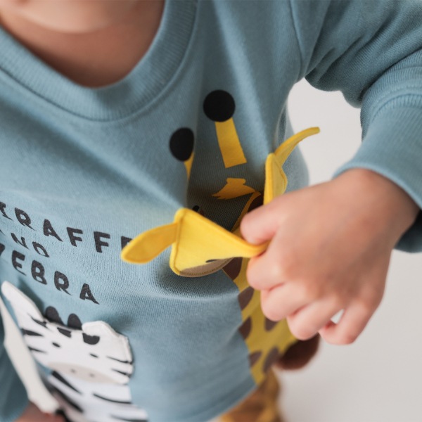 【25FW】きりんとしまうま トレーナー / ブルー