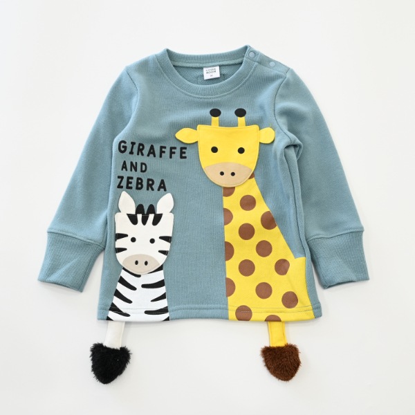 【25FW】きりんとしまうま トレーナー / ブルー