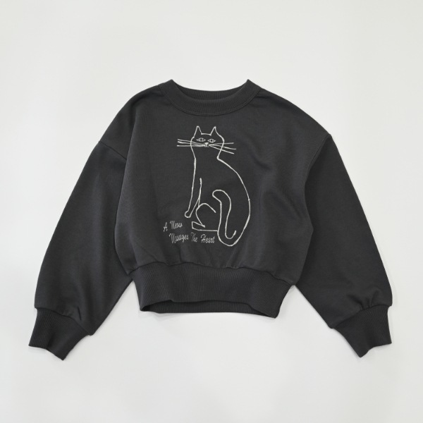 【25FW】cat ドルマンショートトレーナー / チャコールグレー