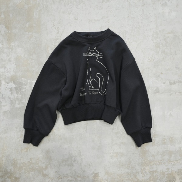 【25FW】cat ドルマンショートトレーナー / チャコールグレー