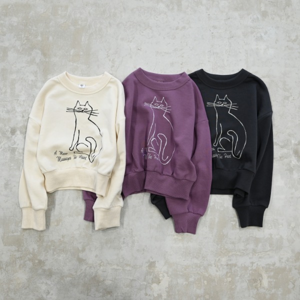 【25FW】cat ドルマンショートトレーナー / チャコールグレー