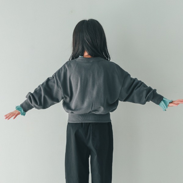 【25FW】cat ドルマンショートトレーナー / チャコールグレー