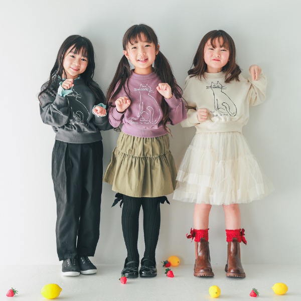 【25FW】cat ドルマンショートトレーナー / チャコールグレー