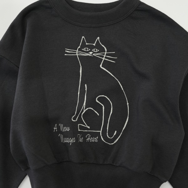 【25FW】cat ドルマンショートトレーナー / チャコールグレー