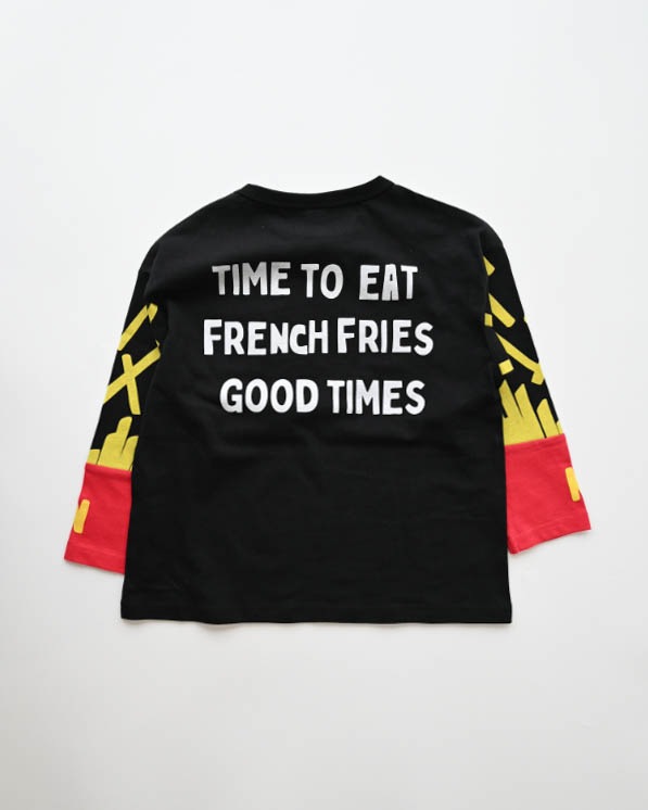 【ニコフラート】ポテト袖ロングＴシャツ / ブラック