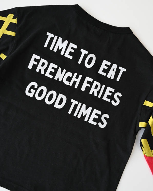 【ニコフラート】ポテト袖ロングＴシャツ / ブラック