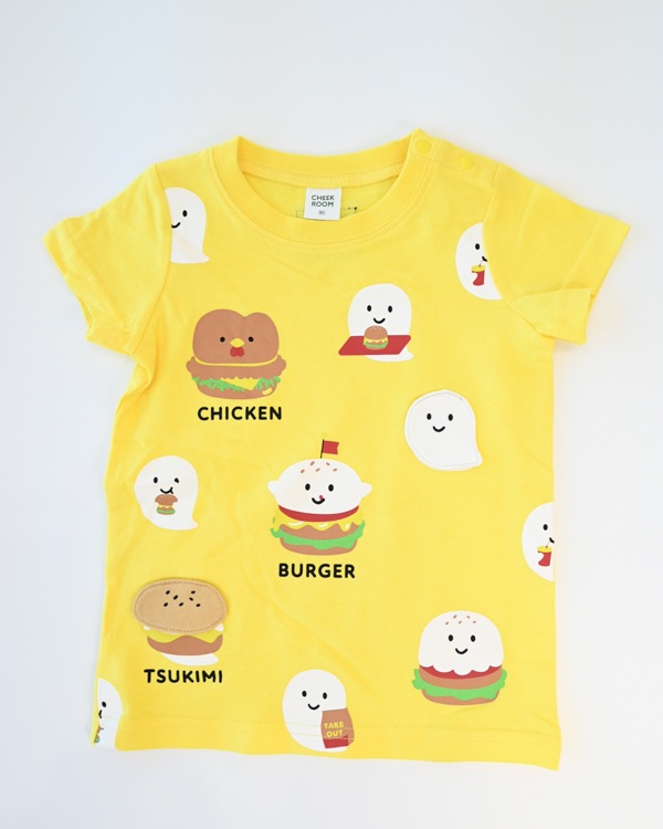 【チークルーム】おばけバーガー Tシャツ / イエロー