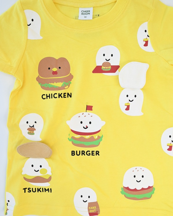 【チークルーム】おばけバーガー Tシャツ / イエロー