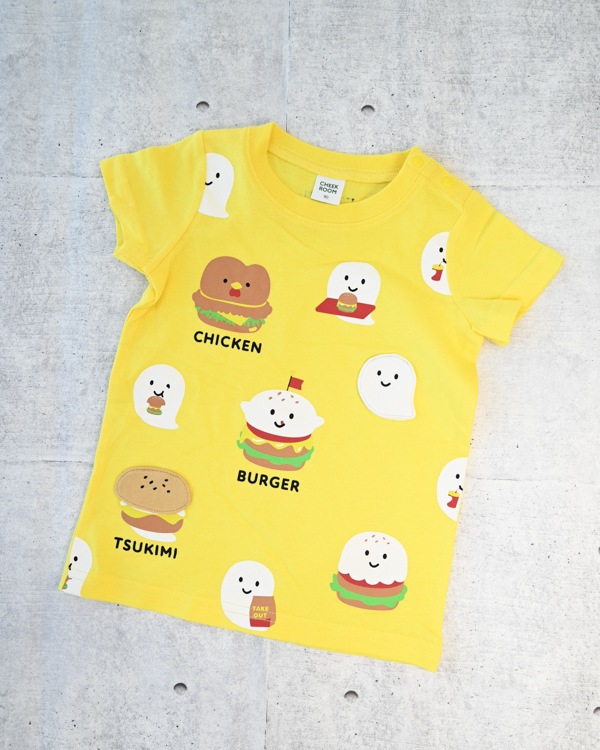 【チークルーム】おばけバーガー Tシャツ / イエロー