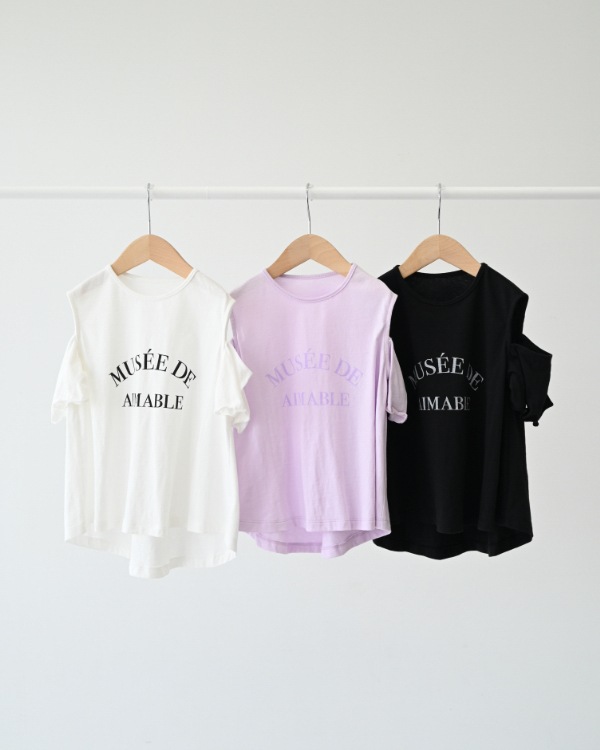 【エヌエイチティー】オフショルダー Tシャツ / ラベンダー