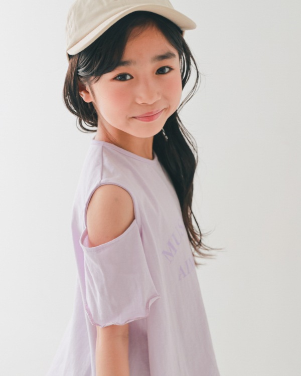 【エヌエイチティー】オフショルダー Tシャツ / ラベンダー
