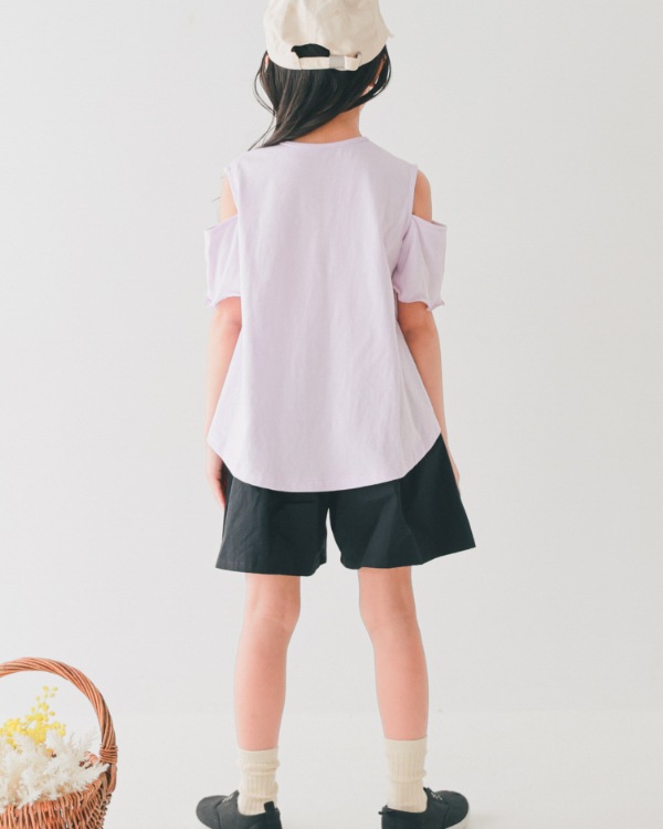 【エヌエイチティー】オフショルダー Tシャツ / ラベンダー