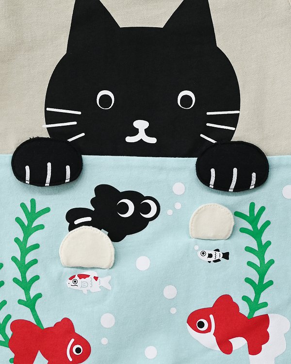 【チークルーム】ねこと水槽 Tシャツ / アイボリー  