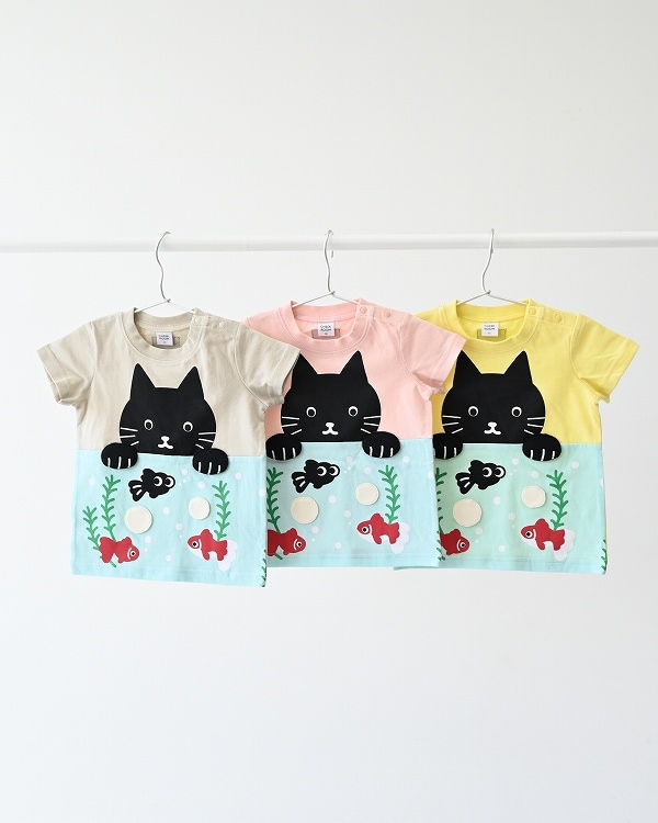 【チークルーム】ねこと水槽 Tシャツ / アイボリー  