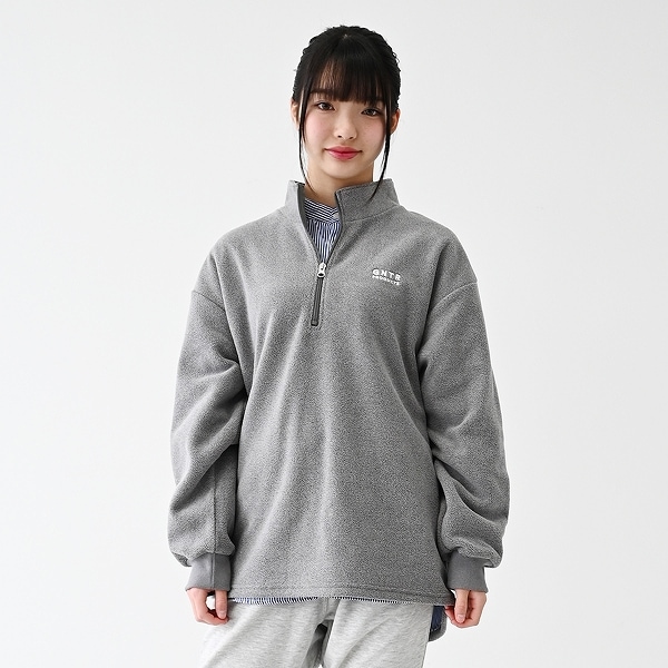 【25FW】フリースハーフジッププルオーバー / 杢グレー