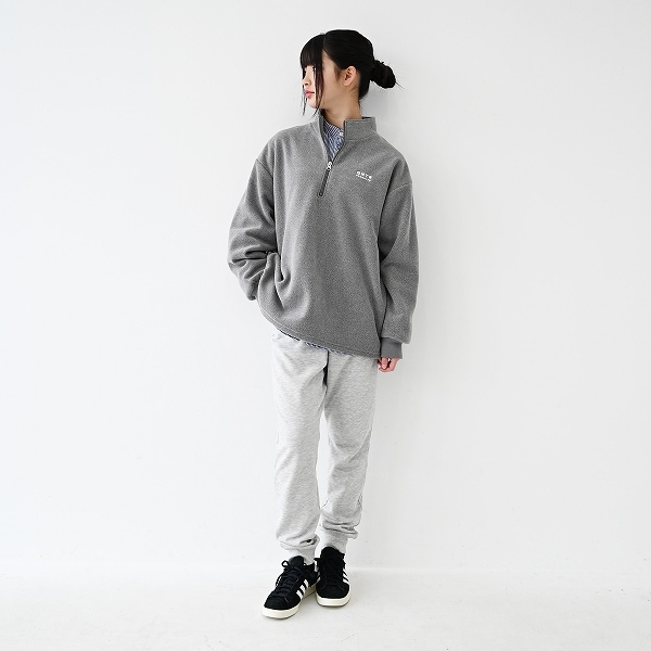 【25FW】フリースハーフジッププルオーバー / 杢グレー