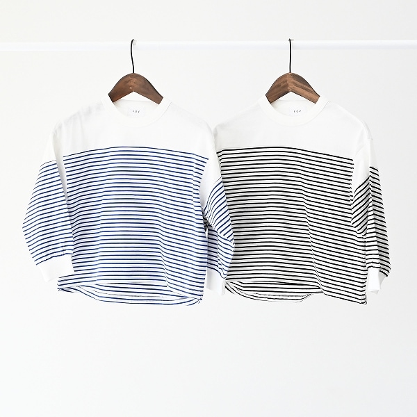 【25FW】ボーダー切り替え L/S Tシャツ / ブルー