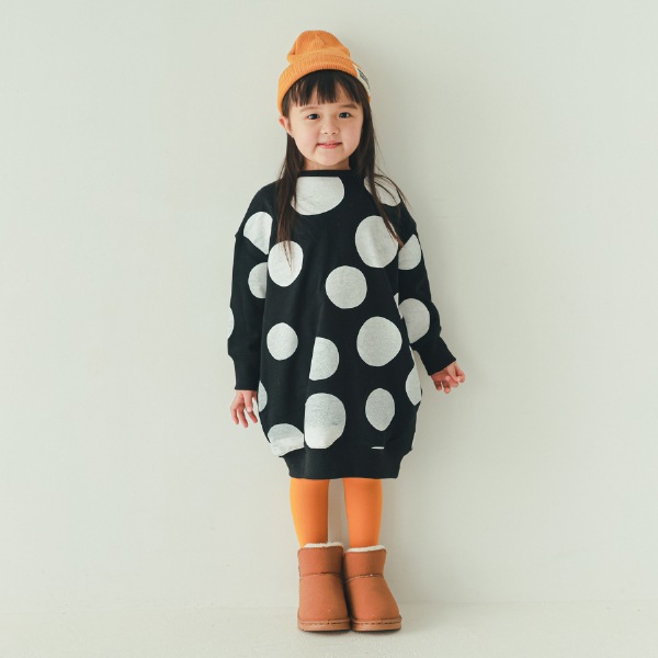 【25FW】ドット スウェットワンピース / ブラック