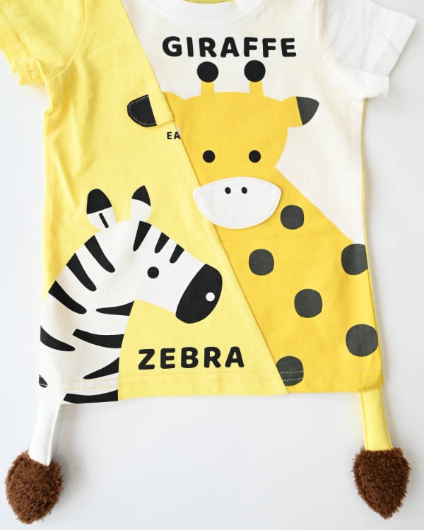 【チークルーム】きりんとしまうまＴシャツ / イエロー