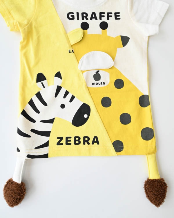 【チークルーム】きりんとしまうまＴシャツ / イエロー