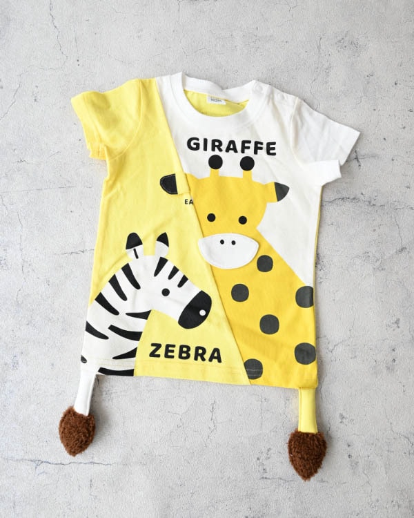 【チークルーム】きりんとしまうまＴシャツ / イエロー