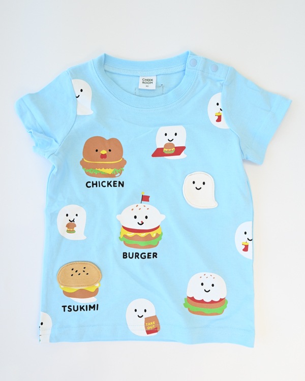 【チークルーム】おばけバーガー Tシャツ / サックス