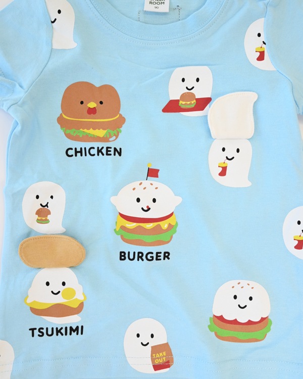 【チークルーム】おばけバーガー Tシャツ / サックス
