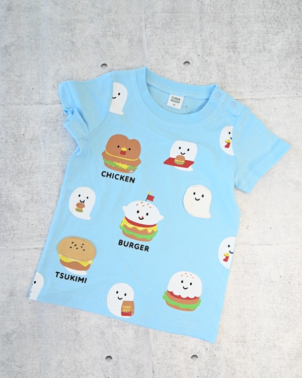 【チークルーム】おばけバーガー Tシャツ / サックス