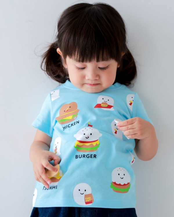 【チークルーム】おばけバーガー Tシャツ / サックス