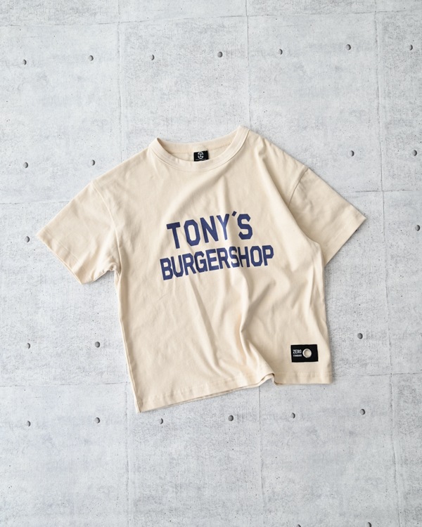 【ゼロスタンダード】TONY'S BURGER SHOP Tシャツ / アイボリー