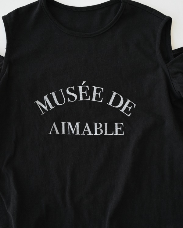 【エヌエイチティー】オフショルダー Tシャツ / ブラック