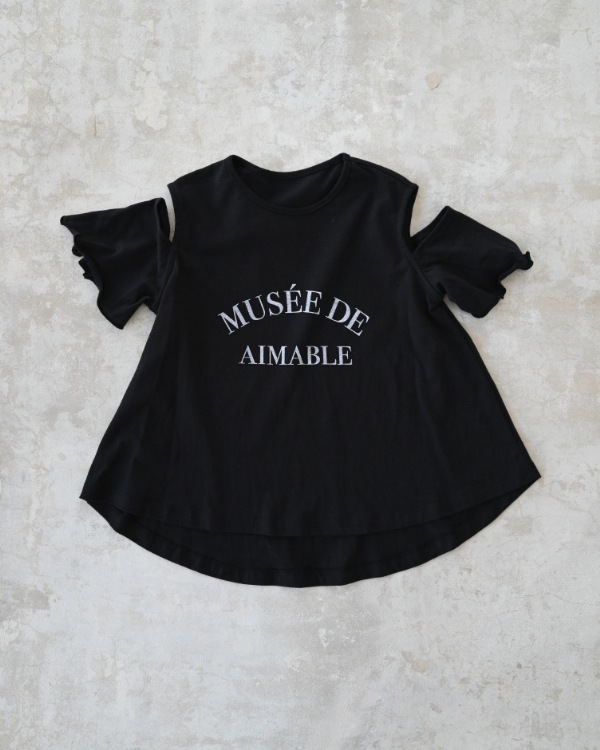 【エヌエイチティー】オフショルダー Tシャツ / ブラック